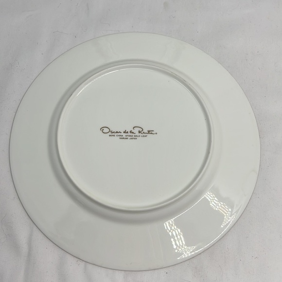 Narumi Oscar de la Renta AF002 Gold Leaf Cobalt Bone China 2 Dinner Plates - Picture 4 of 8